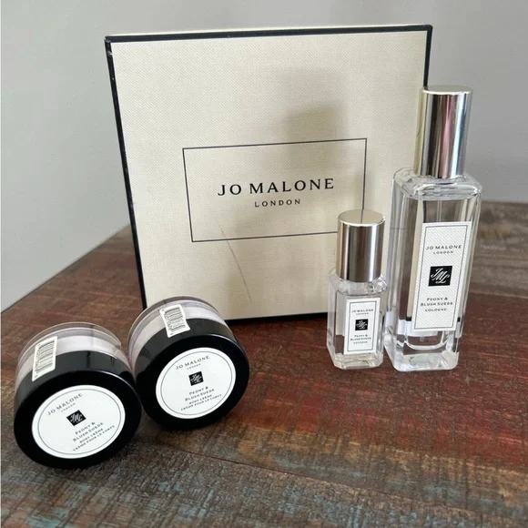 Jo Malone Peony & Blush Suede Cologne Spray 1 oz + 0.3 oz + Two Body Cream .5oz - Picture 1 of 6